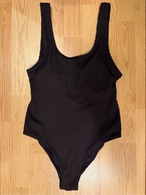 H&M Brown Textured One-Piece Swimsuit